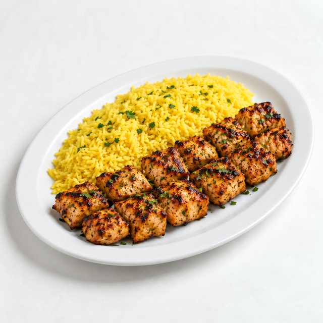 Chicken Tikka Kabob Plate.